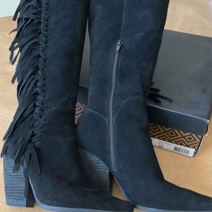 Charles David Western Books- Suede Fringe - Block Heels - Size 8